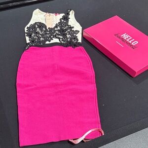 House Of CB Pink and White Womens Dress